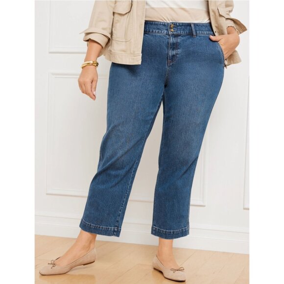 TALBOTS Womens' Sydney Wash High Waist Straight Ankle Jeans Size 16 - Picture 1 of 10